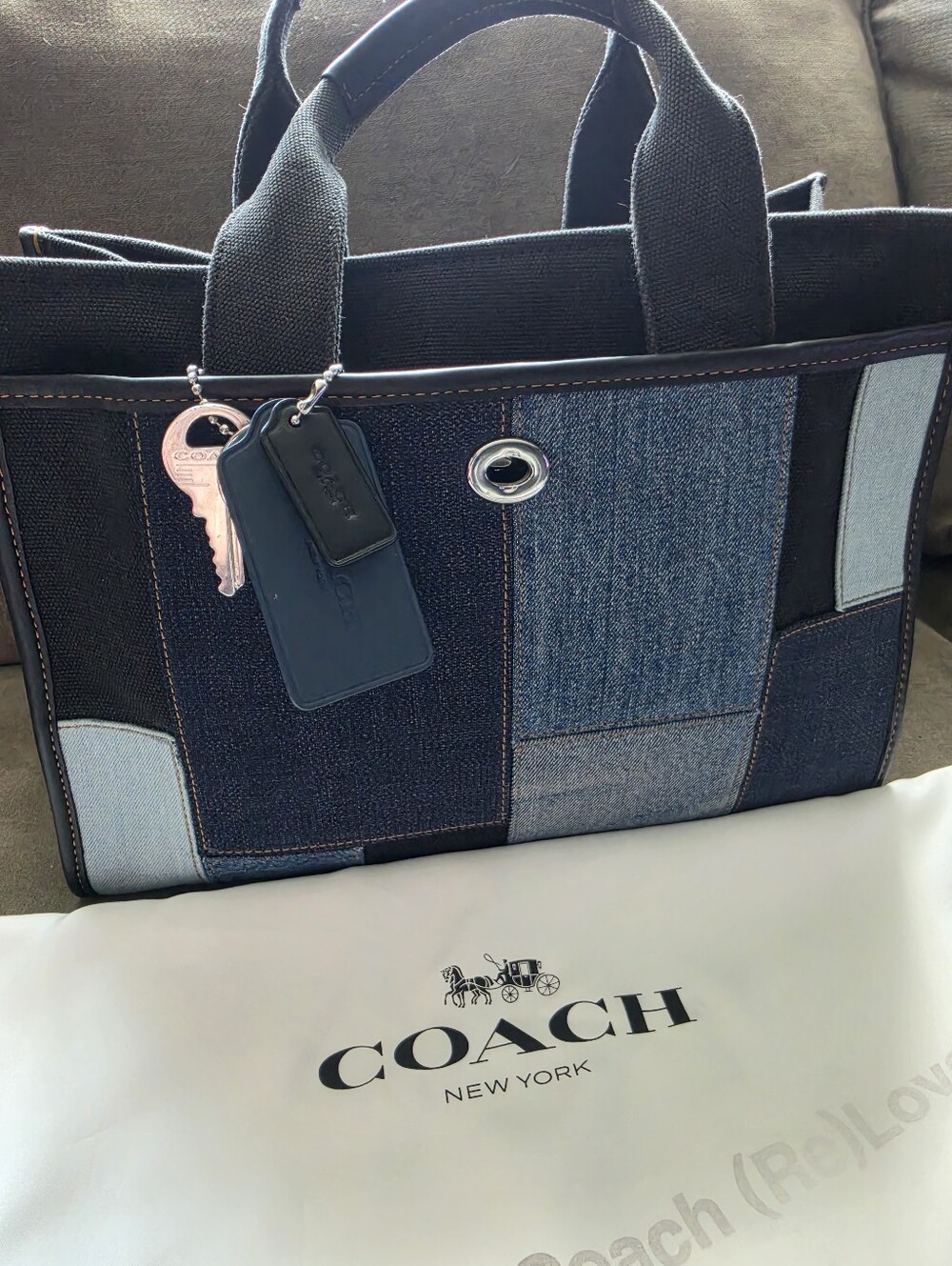 Coach Reloved Upcrafted Denim Cargo Tote - Picture 2 of 8